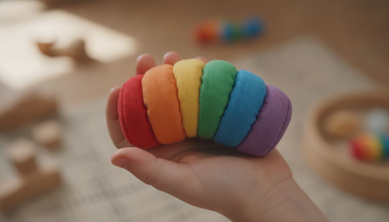 My colourful fidget toy is in my pocket.